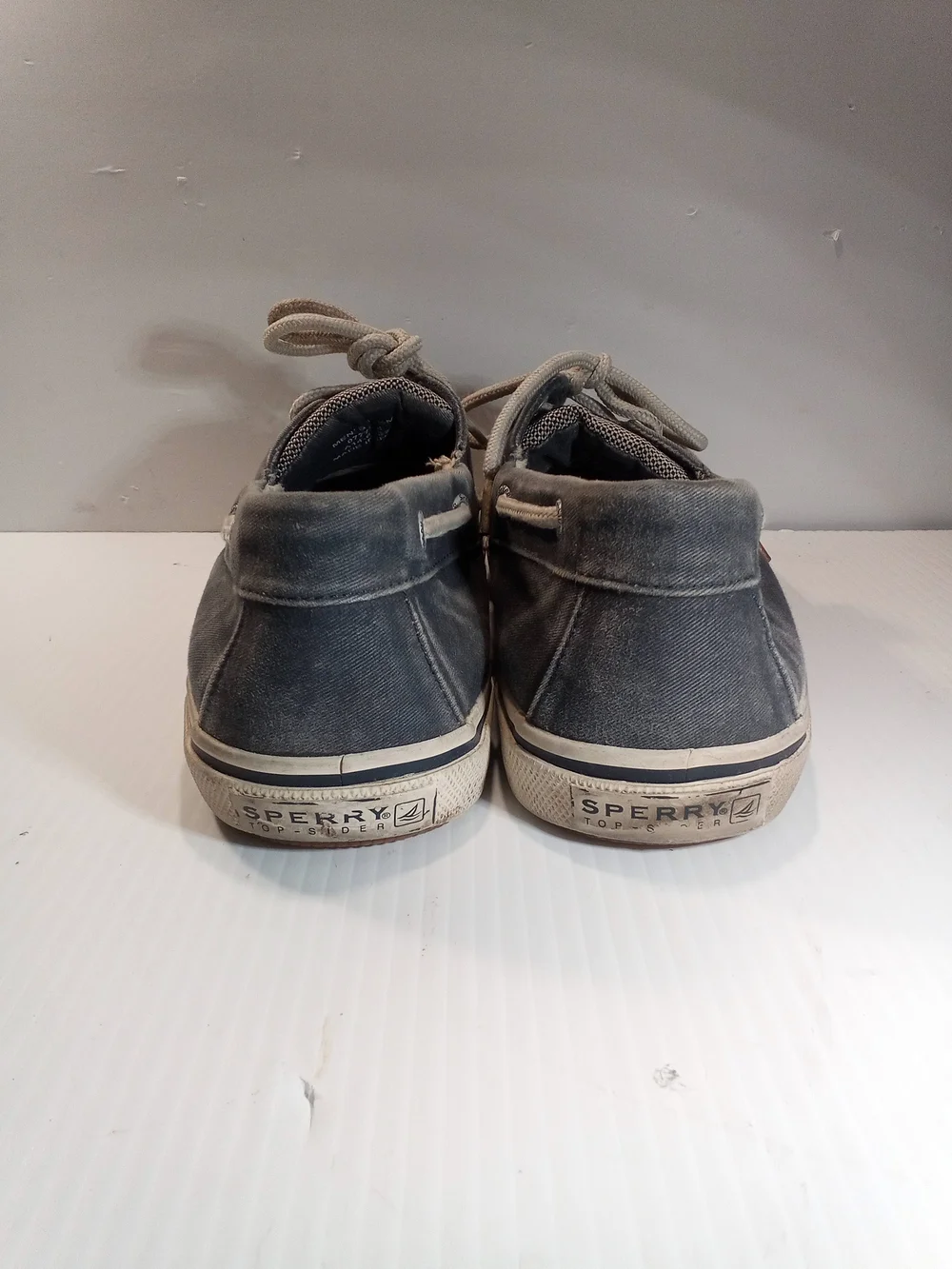 Sperry Top-Sider Leeward 2-Eye Men’s Blue Canvas Boat Shoes Lace-Up US 10.5M